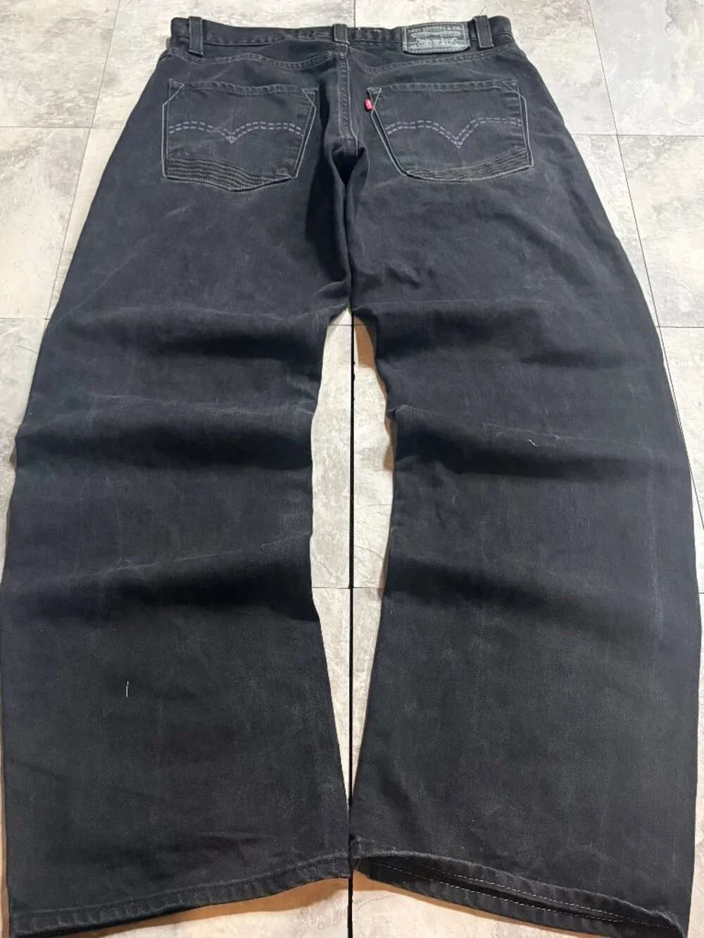 Levi's 569 Loose Straight Jeans 32x34 Black Purple Stitch Y2K
